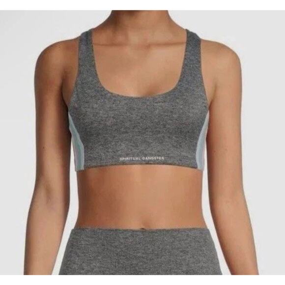 Spiritual Gangster Women's Gray Studio Tech Heather Sports Bra Size L $69 - Picture 1 of 12